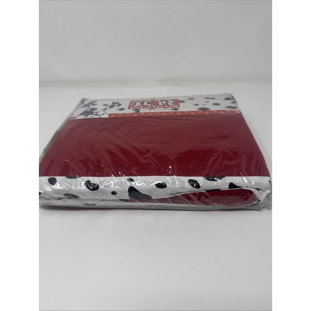 Vintage Disney 101 Dalmatians Dog Kids Twin Bed Skirt Ruffle black white red NEW